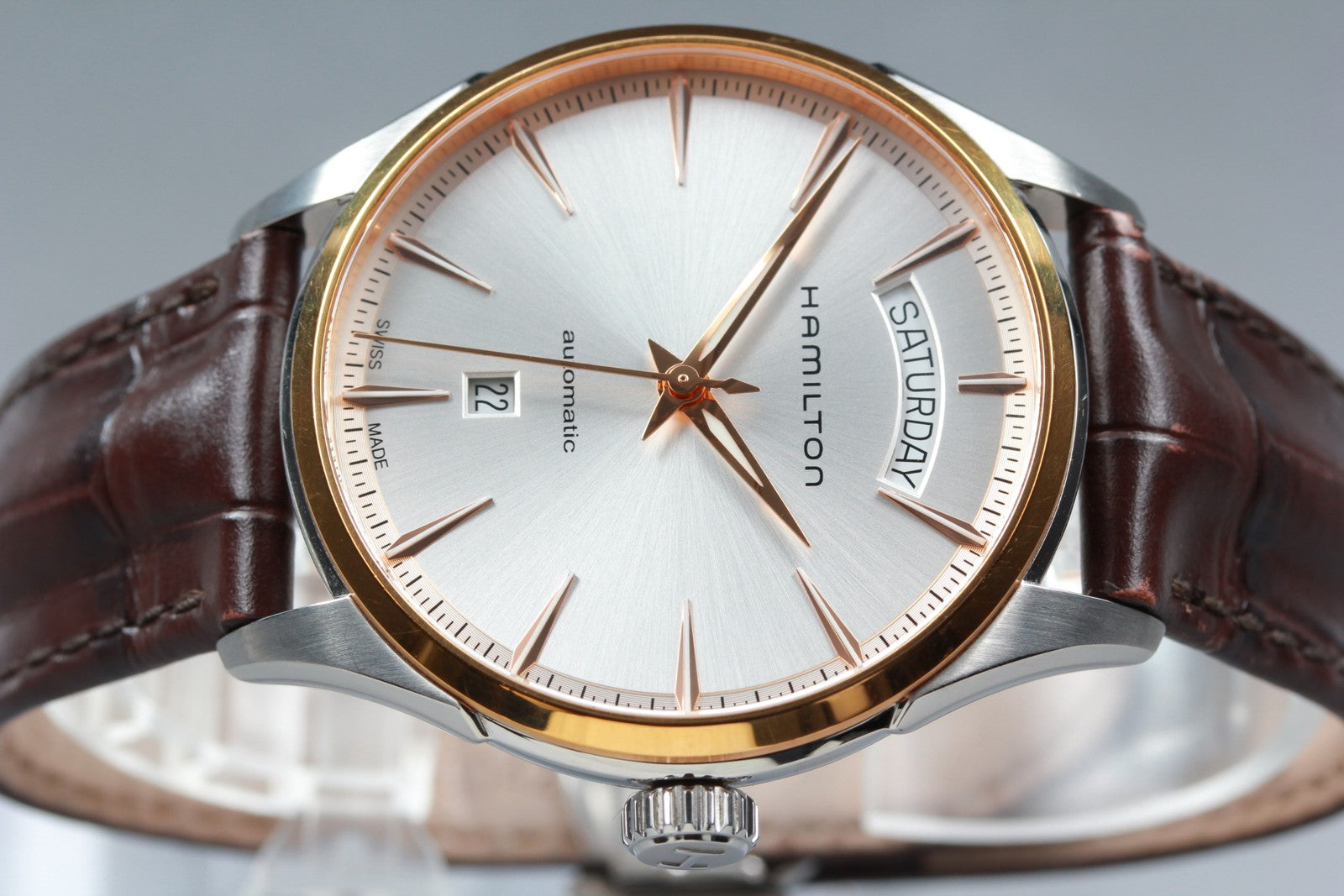 Hamilton Jazzmaster H425250 Silver Automat Day/Date Men's Watch 42mm JAPAN