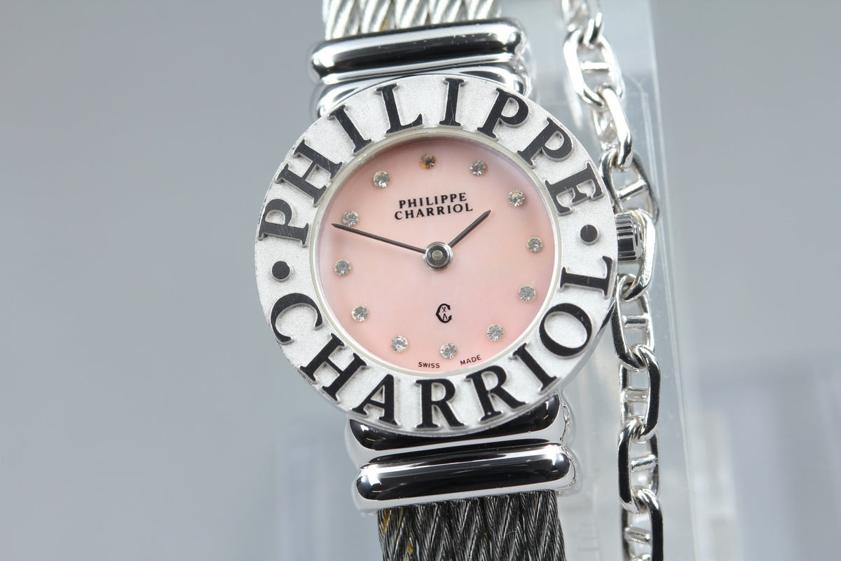 PHILIPPE CHARRIOL St.Tropez Pink 12P Stones 6009908 24mm Qz Women's Watch [Box]