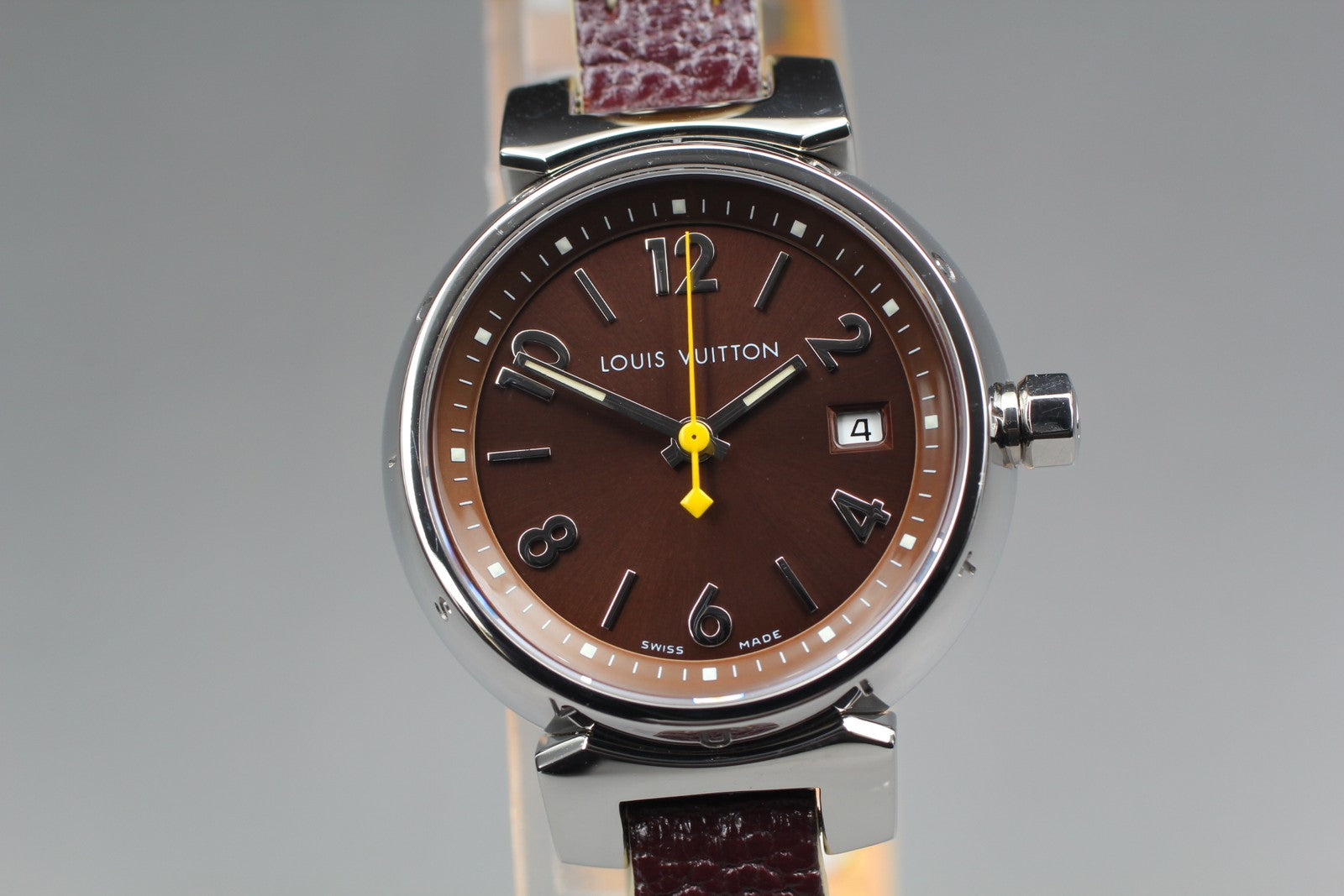 [ Exc+5 Box] Louis Vuitton Tambour Q1211 27mm Brown Women's Quartz Watch JAPAN