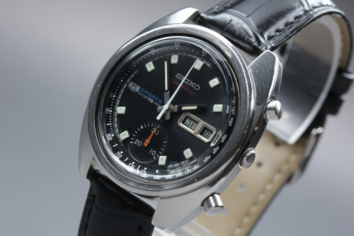 overhauled SEIKO 5 Sports Speed Timer 6139-6010 Automatic Men's Watch 39mm JAPAN