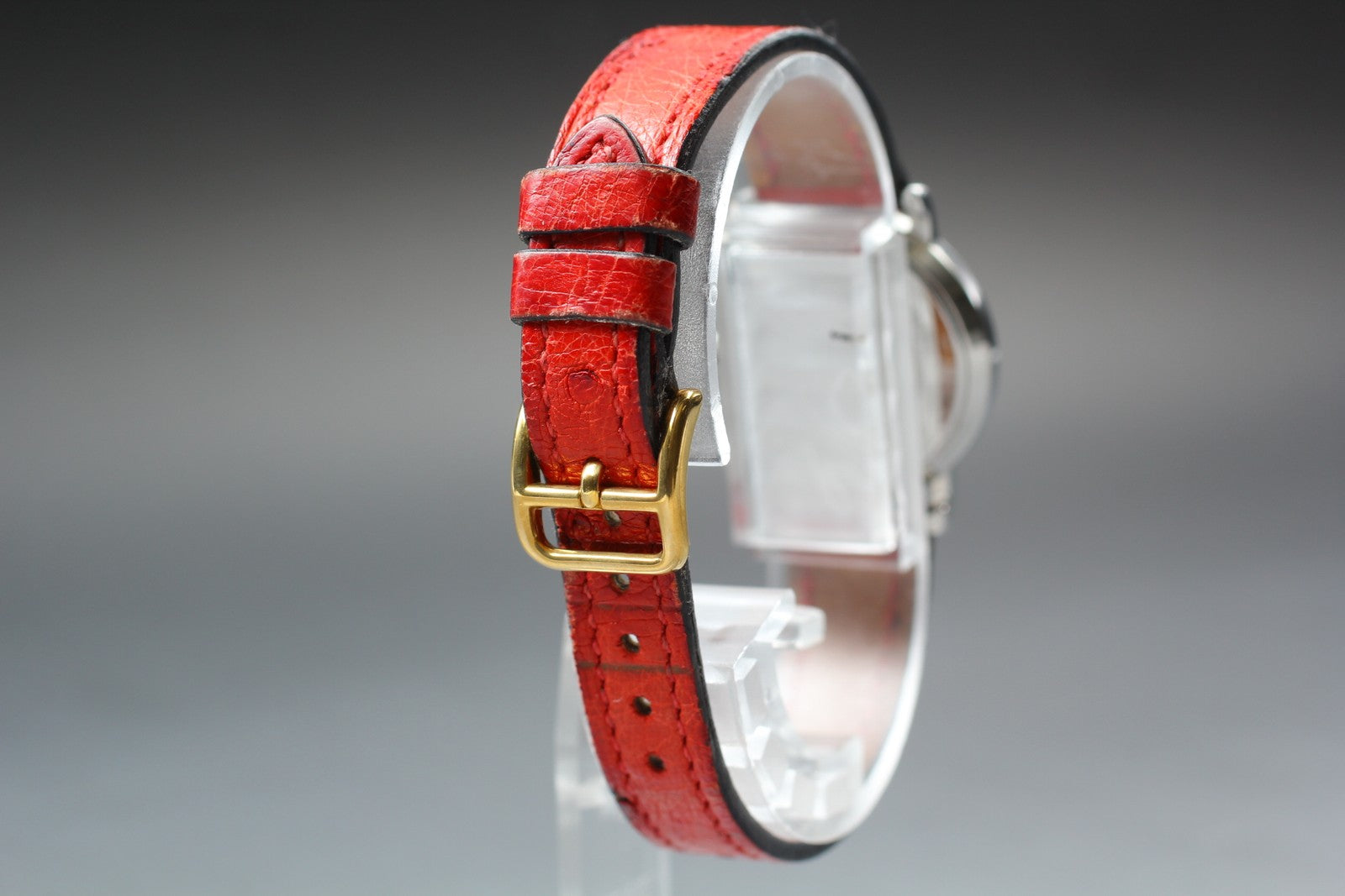 Vintage HERMES Sellier White Dial Red "T" 24mm Woman's Quartz Watch