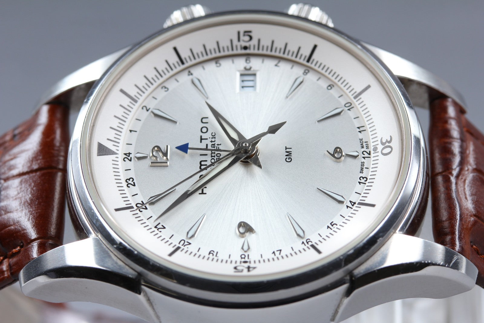 HAMILTON Jazzmaster Traveler H326250 Silver Mens Date Automatic GMT Watch Exc+5