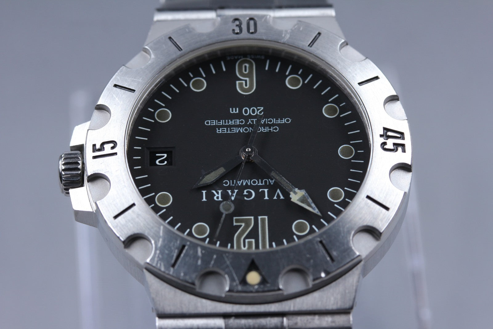 Overhauled [Exc+5] BVLGARI Diagono Scuba SD38S Black Automatic Men's Watch