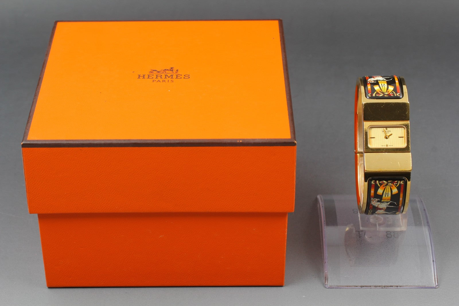 Vintage [Exc+5 Box] HERMES Loquet L01.201 Gold 19mm Womans Quartz Watch