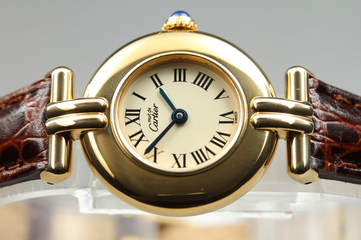Cartier Must Colisee Vermeil 590002 Brown Gold Women's Quartz Watch Vintage