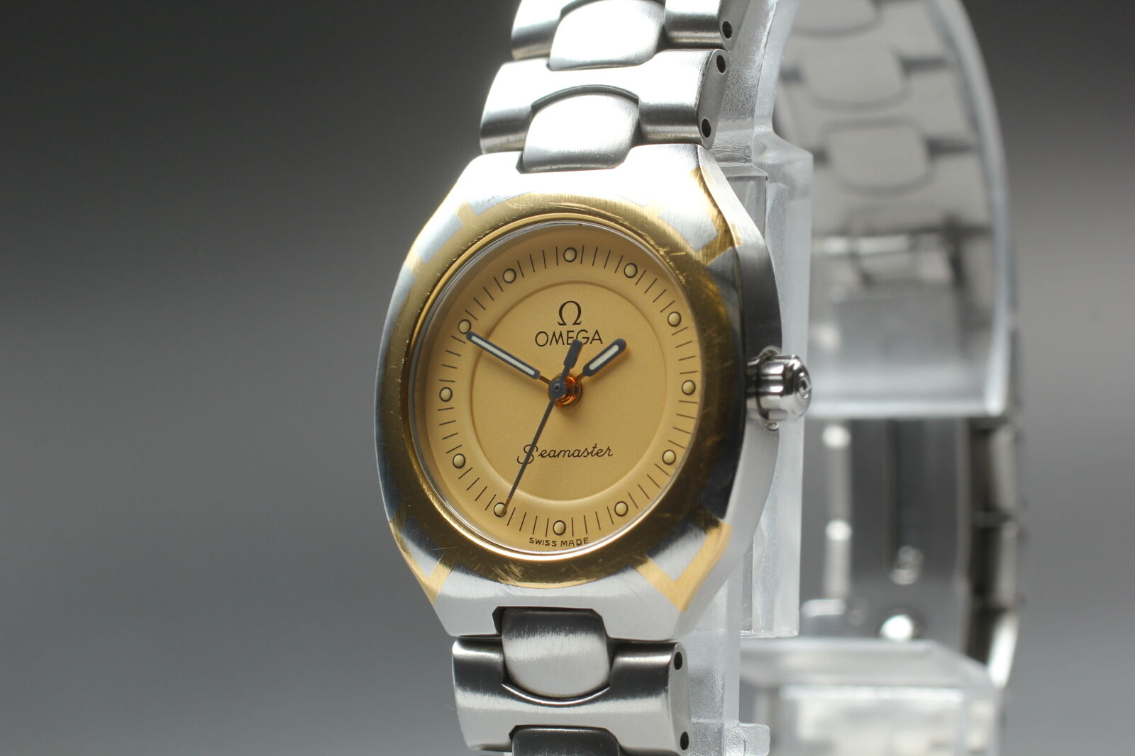 [Near MINT] OMEGA Seamaster Polaris Gold Dial 22mm Woman's Quartz Watch JAPAN