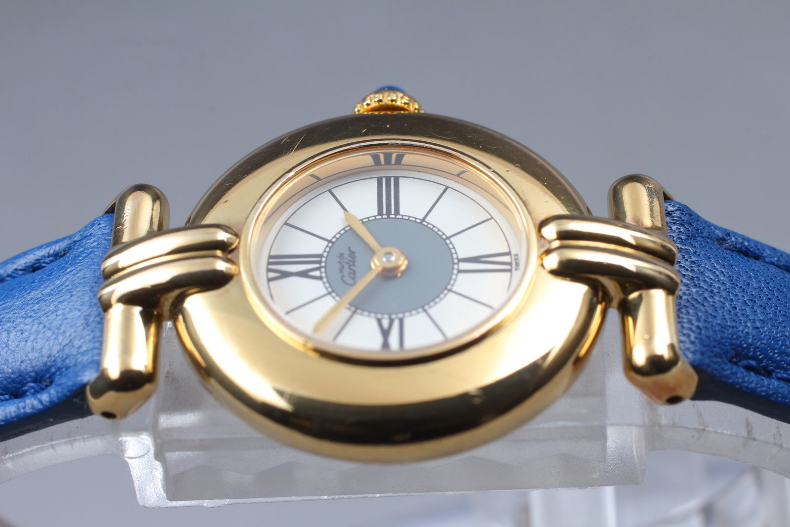 Vintage [Exc+5] Cartier Must Colisee Vermeil 590002 Blue Women's Quartz Watch