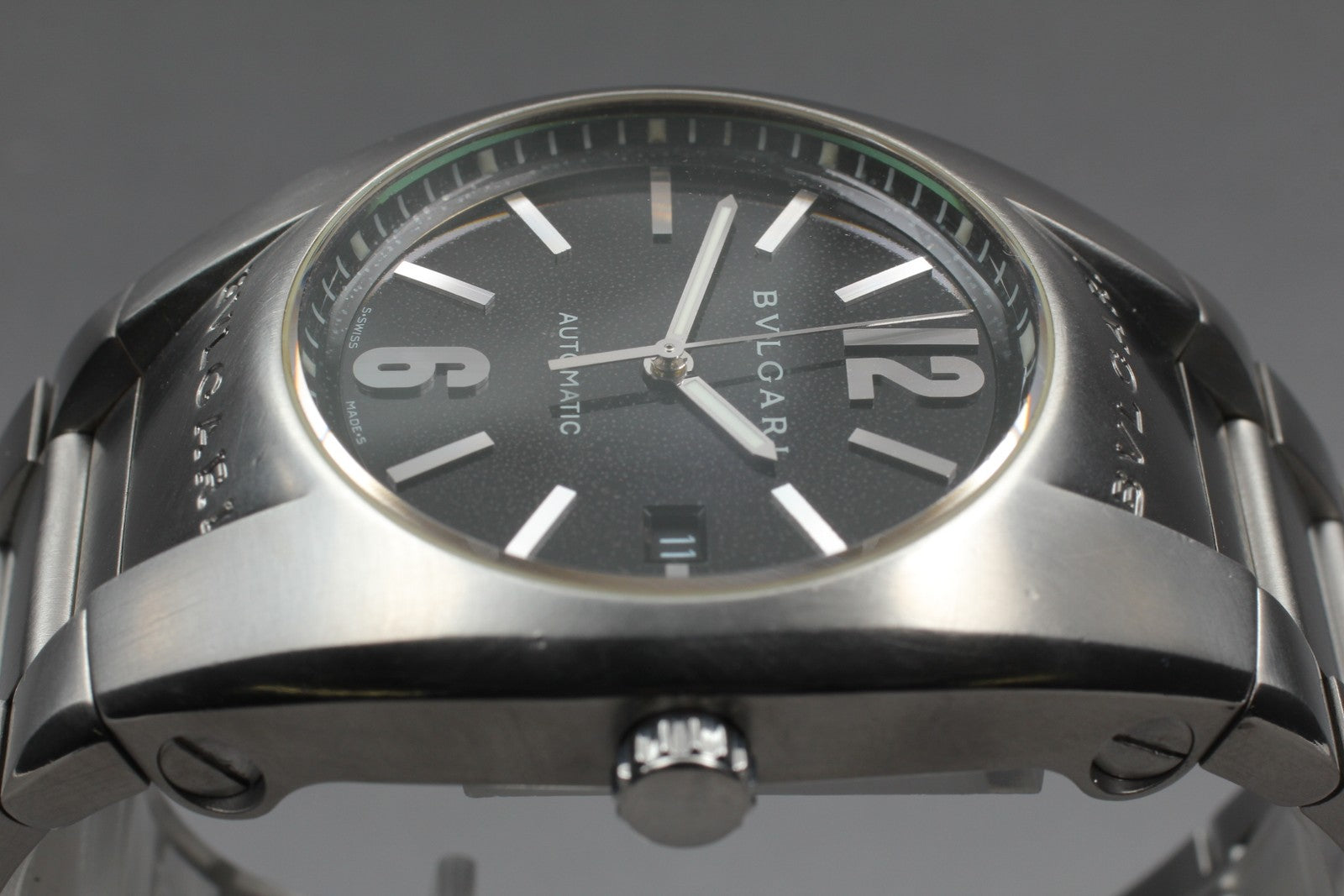Exc+5*Box BVLGARI Ergon EG40S Black Dial Automatic Men's Watch 40mm From JAPAN