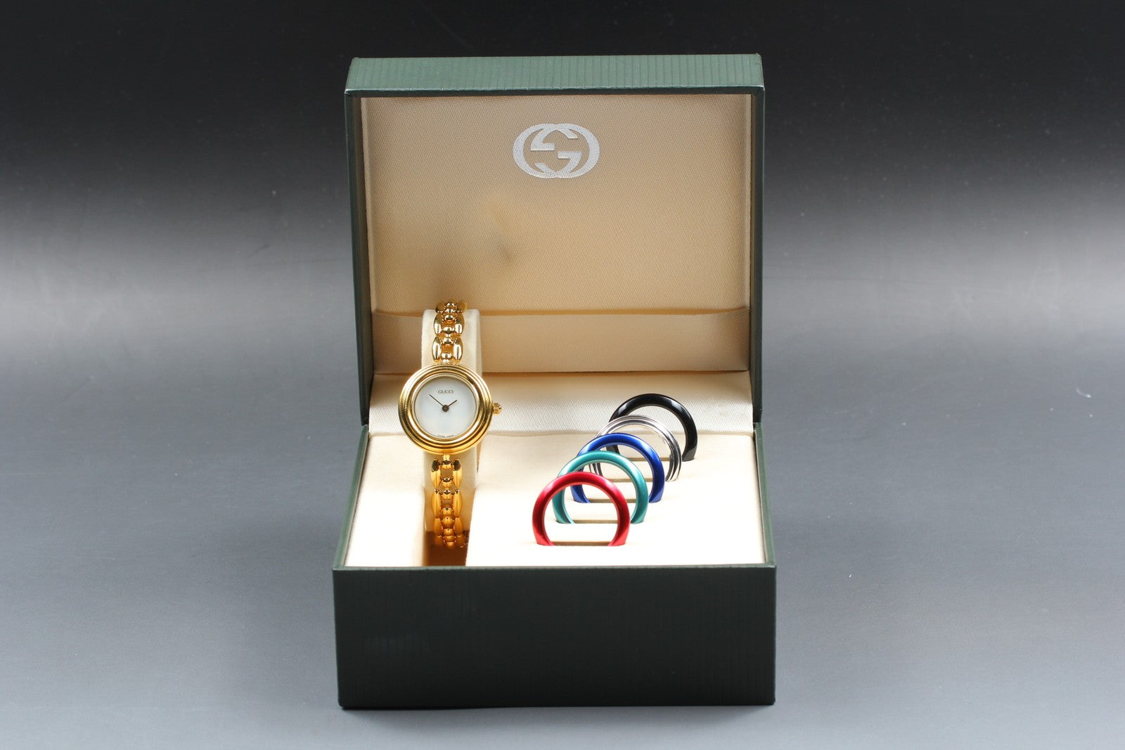 Vintage Gucci Change Bezel 11/12.2 6 Colors Gold Women's Quartz Watch [Box]