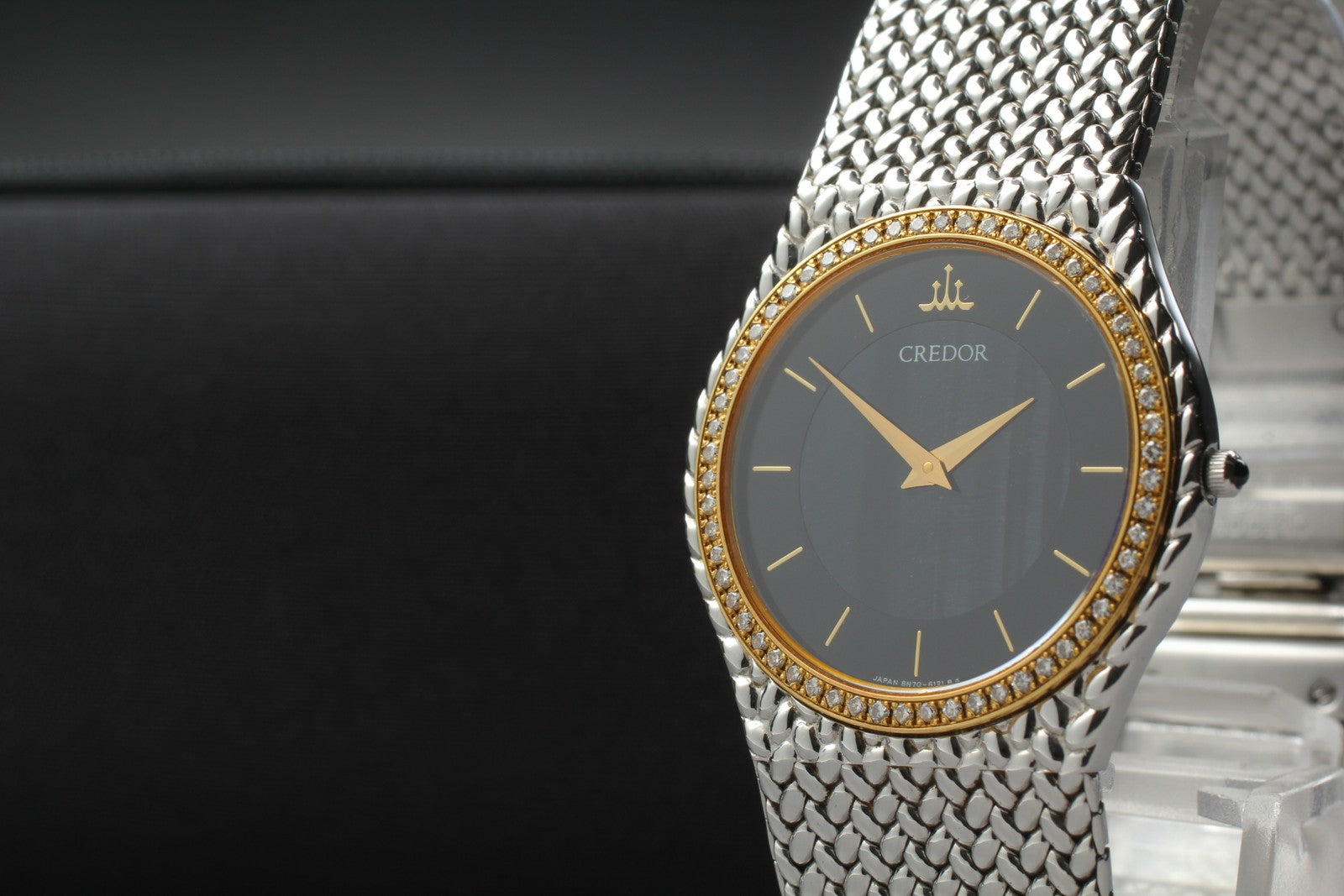 [Near MINT-] SEIKO CREDOR 8N70-6140 31mm Diamond Unisex Quartz Watch JAPAN