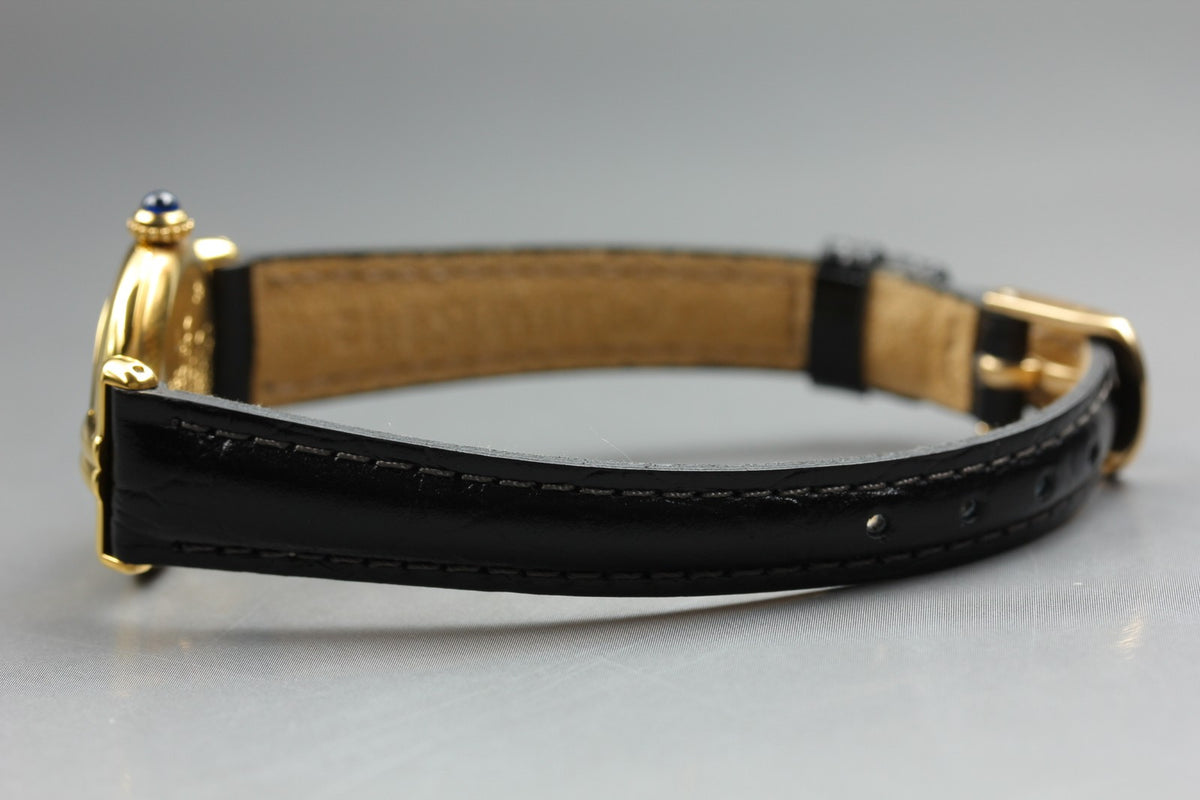 Cartier Must Colisee Vermeil 590002 Black Gold Women's Quartz Watch Vintage