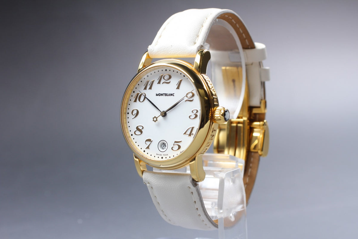 [N MINT- Box] Montblanc Meisterstuck 7002 Gold White 35mm Men's Quartz Watch