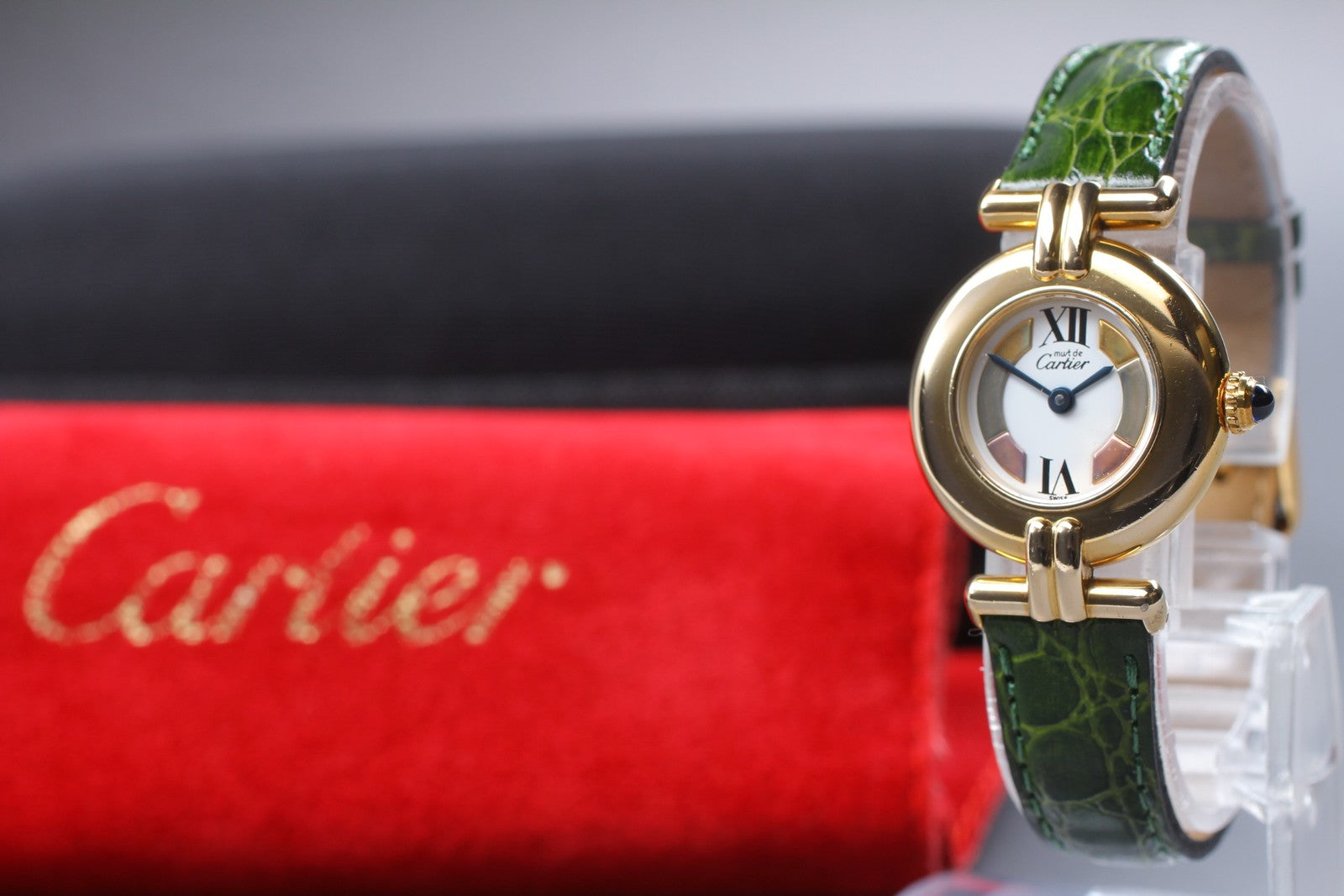 Vintage [Exc+5] Cartier Must Colisee Vermeil 590002 Green Women's Quartz Watch