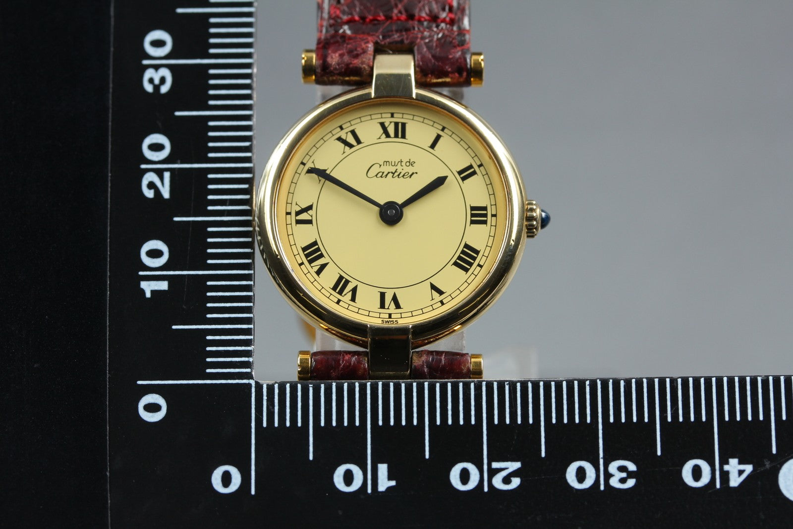 Vintage [Exc+4 Box] Cartier Must Vendome Vermeil Gold 23mm Women's Quartz Watch