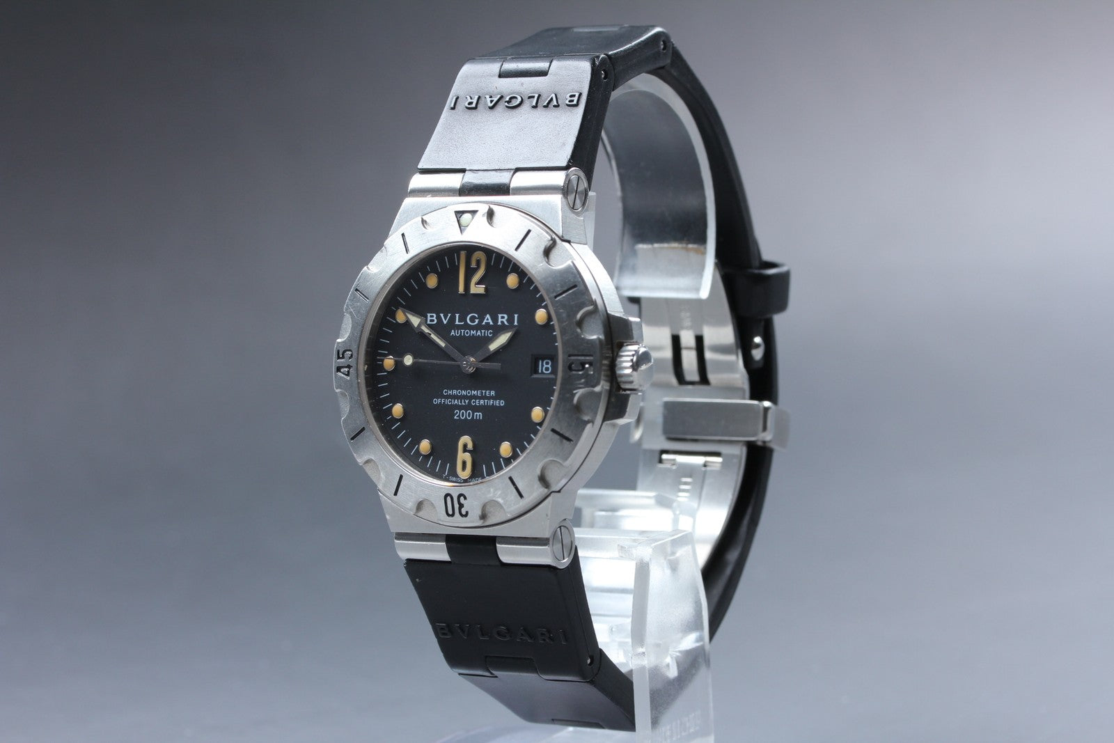 Exc+5*Box BVLGARI Diagono Scuba SD38S Black Automatic Men's Watch 38mm JAPAN