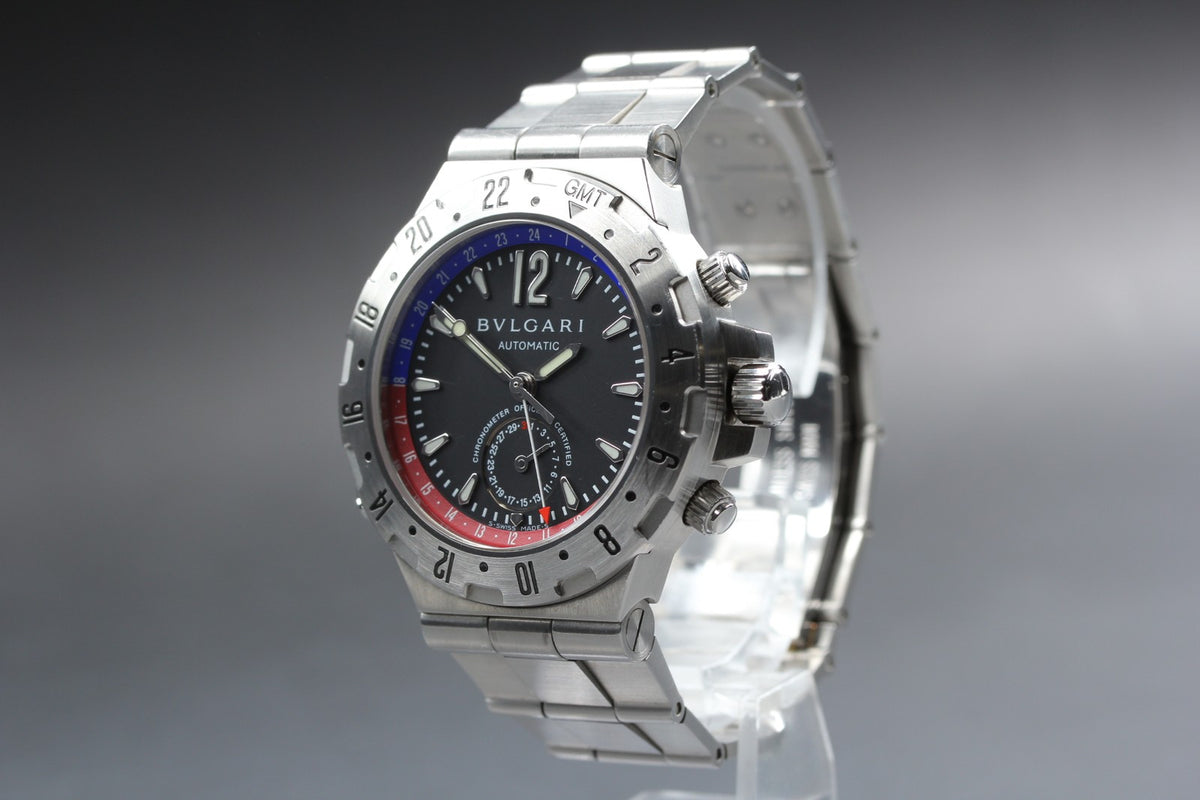 BVLGARI Diagono Professional GMT40S Automatic Black Men's Watch 40mm JAPAN Box