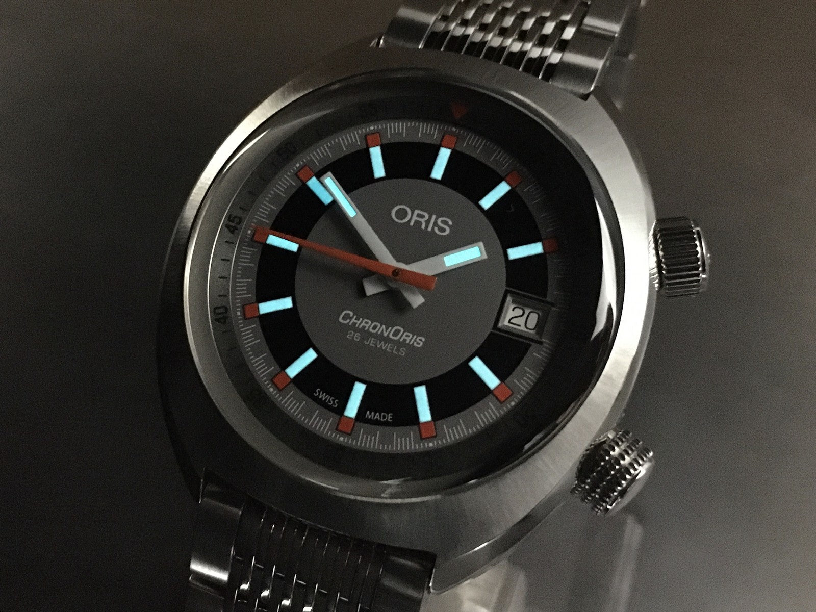 [Near MINT- Box] ORIS ChronOris Date 7737 Gray Dial 38mm Automatic Men's Watch