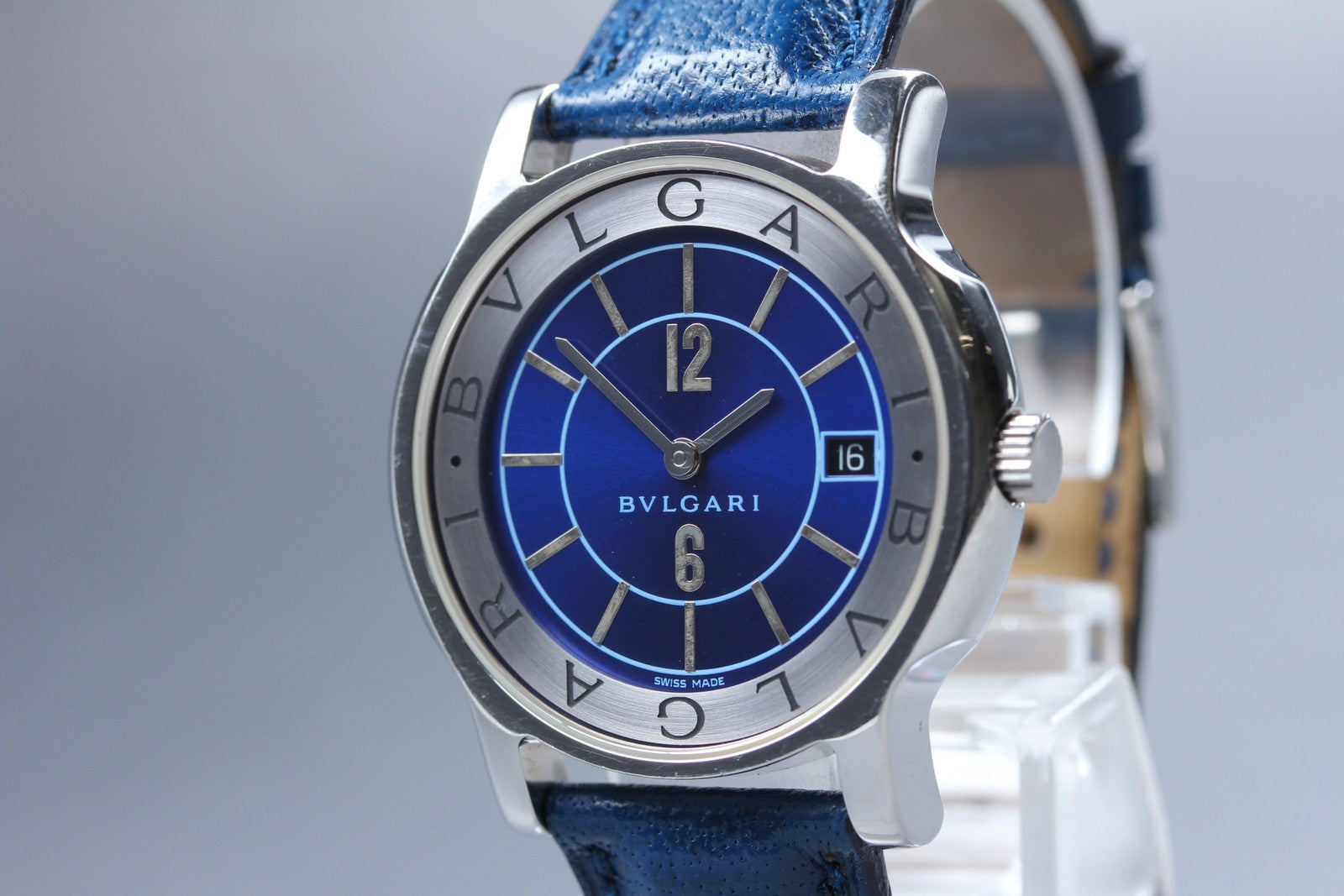 [Exc+5 Box] BVLGARI Solotempo ST35S 35mm Blue Dial Unisex Quartz Watch
