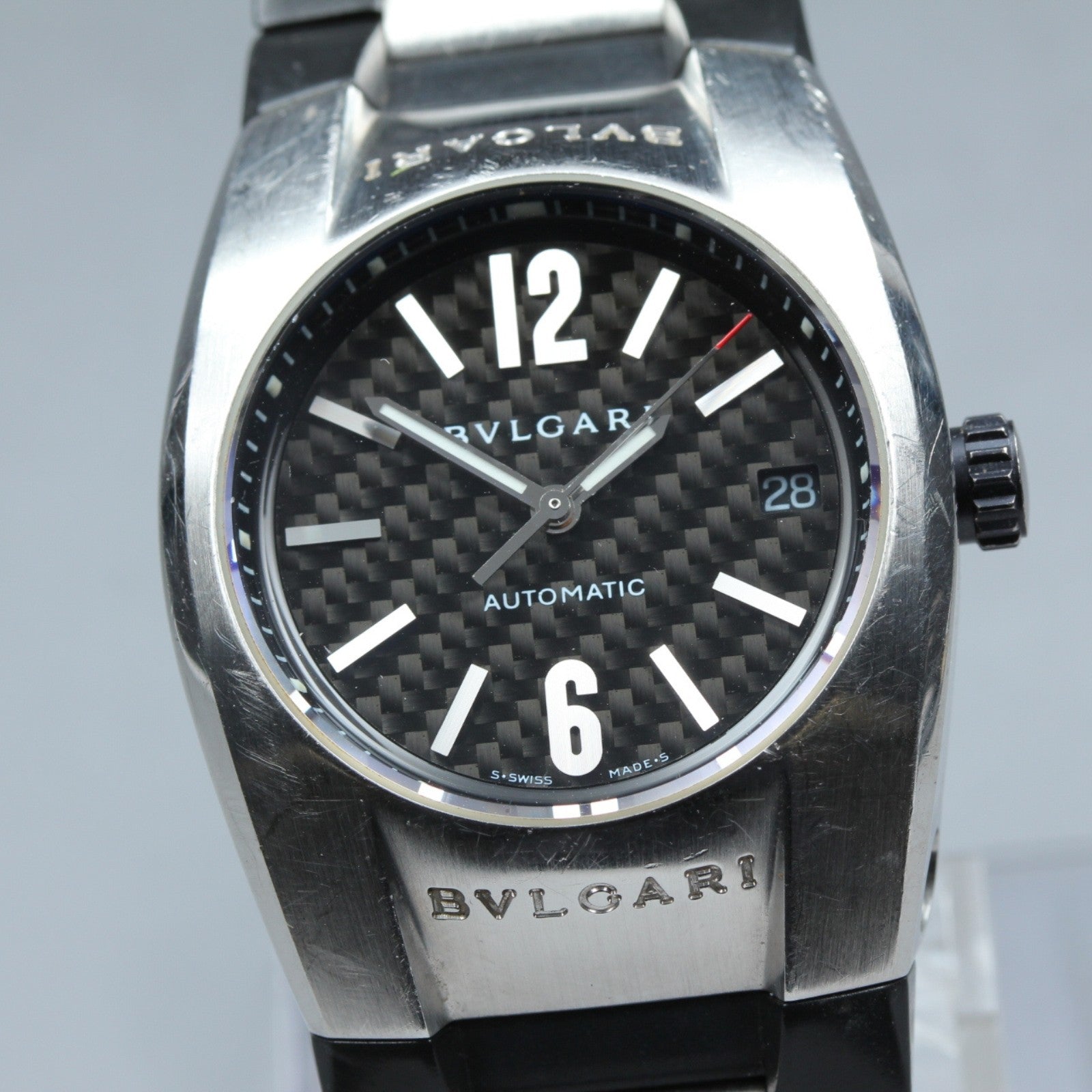 BVLGARI Ergon EG35S Black Dial Automatic Date Men's Watch 35mm JAPAN Exc+5