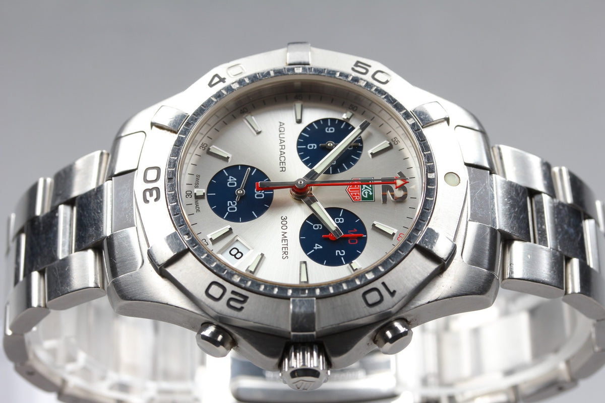 Tag Heuer Aquaracer 300m CAF1110 Chronograph Silver Quartz Men's Watch 42mm JP
