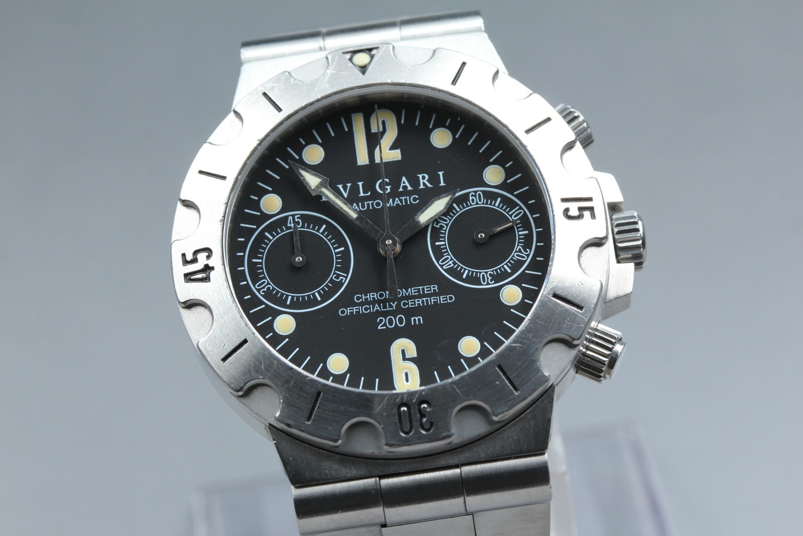 BVLGARI Diagono Scuba SC38S Chronograph Automatic Black Boy's Watch 39mm JAPAN
