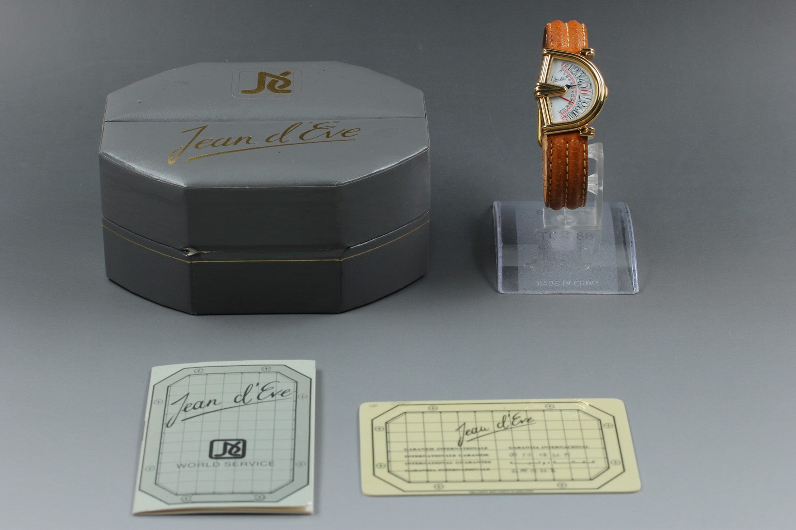 Jean d'eve Sectora Gold 25mm Gold Brown Women's Quartz Watch Vintage [Box]