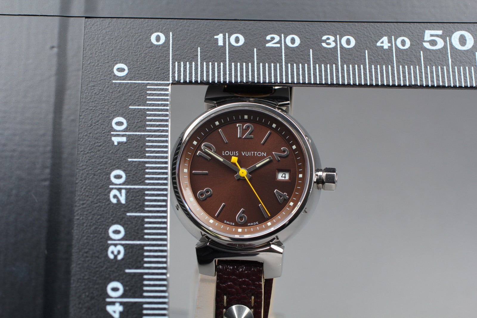 [ Exc+5 Box] Louis Vuitton Tambour Q1211 27mm Brown Women's Quartz Watch JAPAN