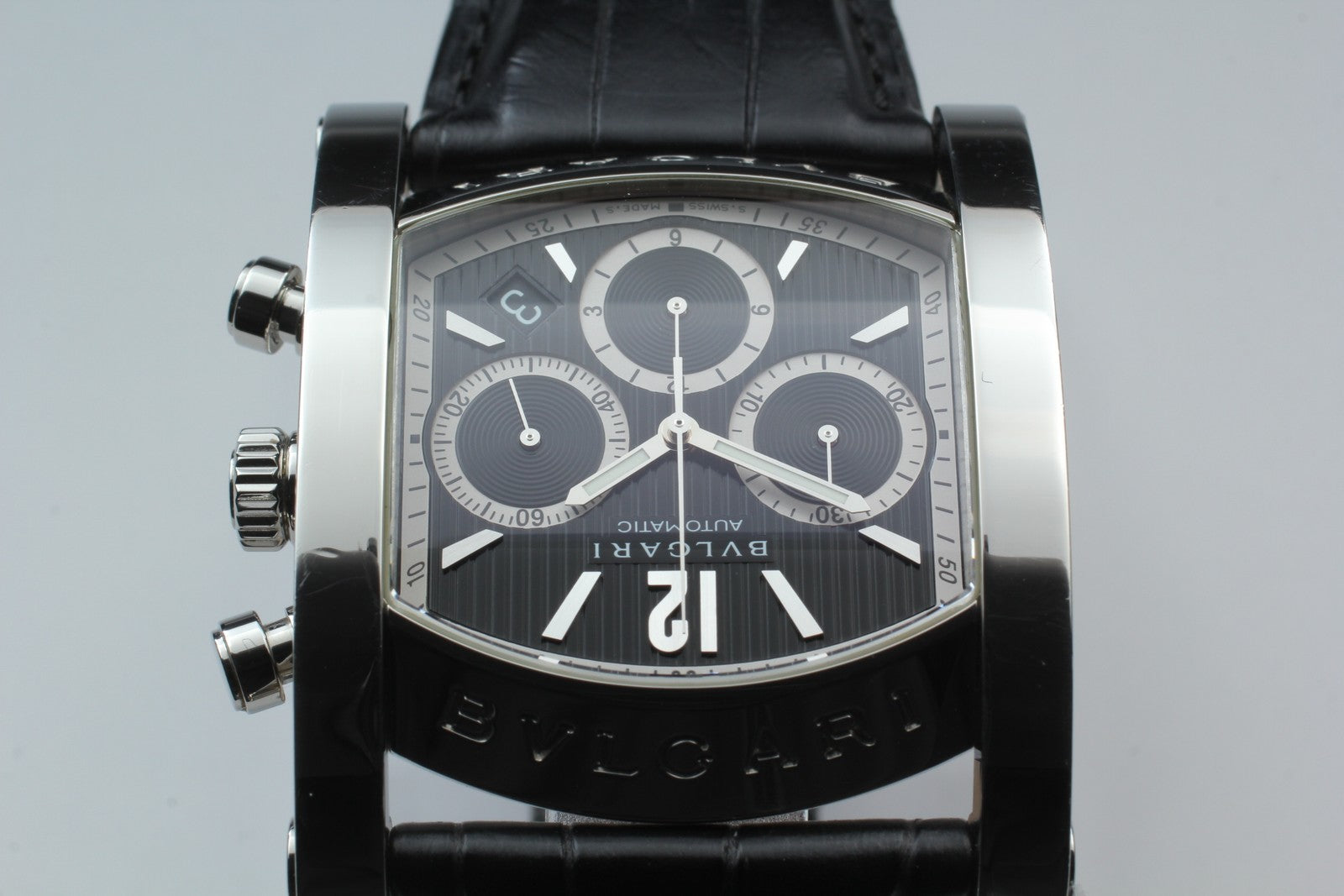 [w/ Box] BVLGARI Assioma AA48SCH Chronograph Black 38mm Automatic Men's Watch