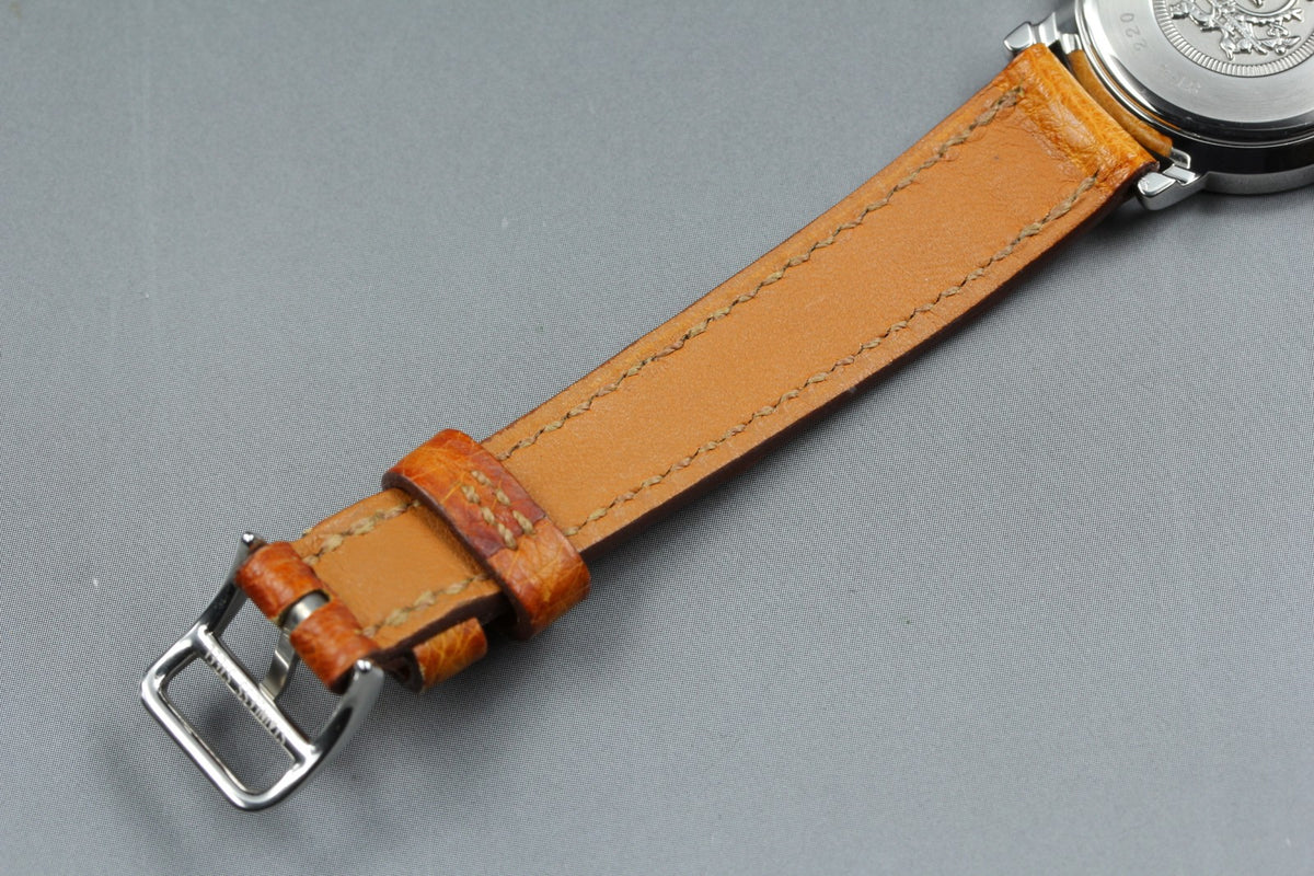 HERMES Sellier SE4.220 White Dial Brown 24mm Woman's Quartz Watch Vintage