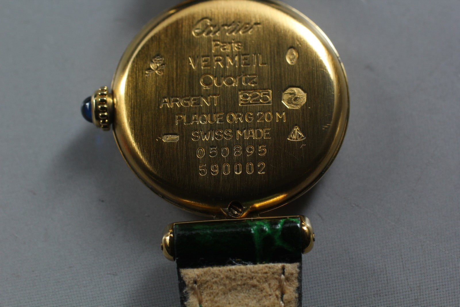 Vintage [Exc+5 Box] Cartier Must Colisee Vermeil 590002 Green Women's Qz Watch