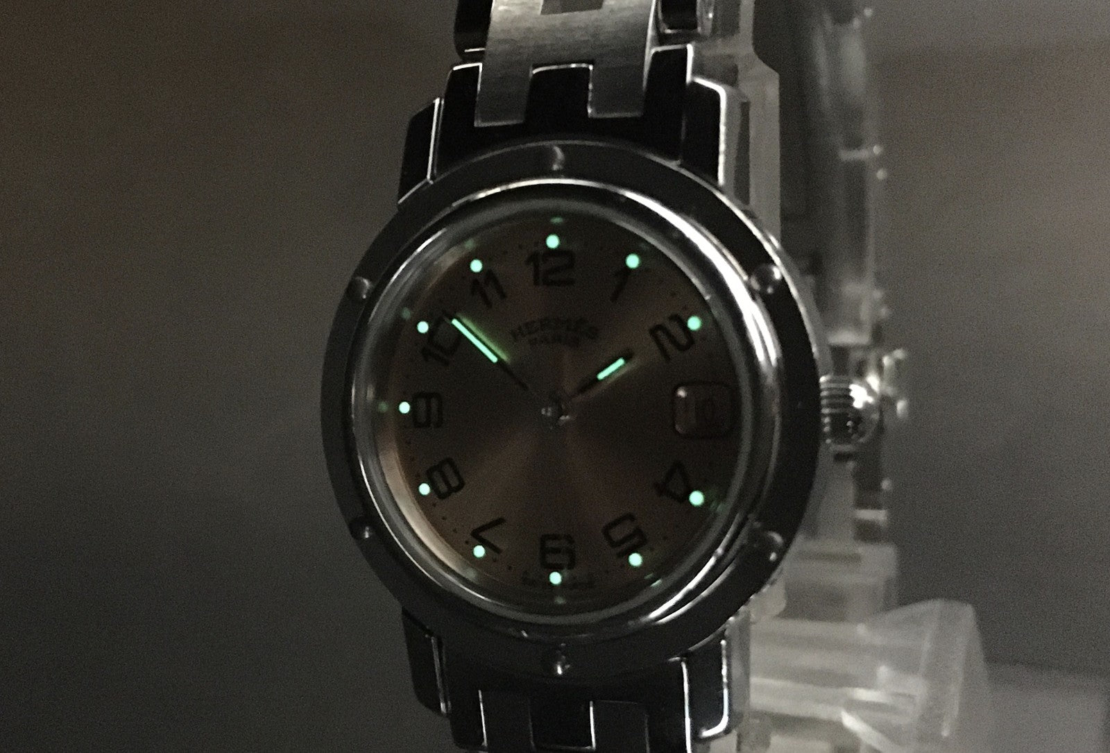 [Exc+5 Box] Hermes Clipper CL4.210 24mm Silver Woman's Quartz Watch JAPAN