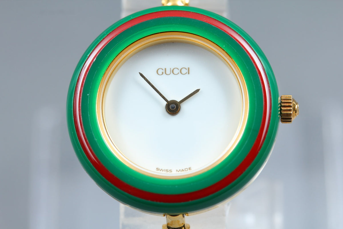 New Batt Gucci Change Bezel 11/12.2 12Color Women's White Quartz Watch JAPAN Box