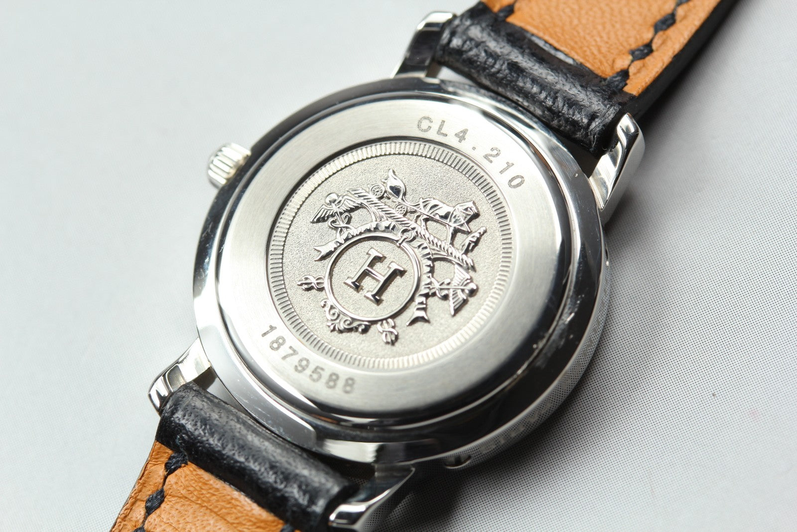 [Exc+5 Box] Hermes Clipper CL4.210 24mm "F" Silver Black Woman's Quartz Watch