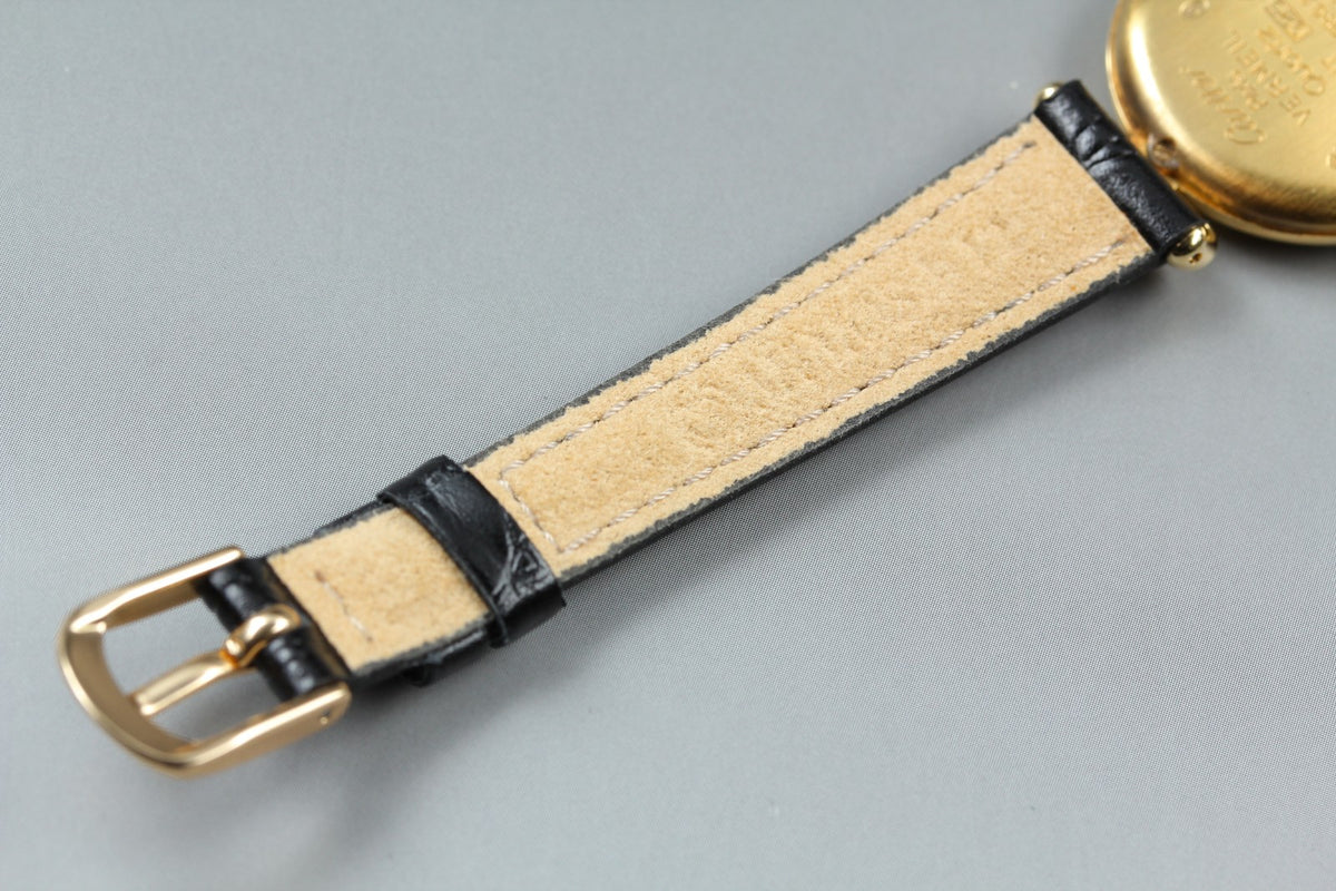 Cartier Must Colisee Vermeil 590002 Black Gold Women's Qz Watch Vintage [Box]