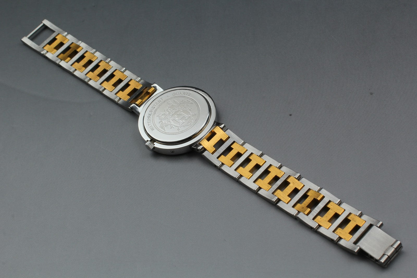 Vintage [Exc+5 Box] Hermes Clipper 30mm White Dial Gold Unisex Watch Quartz