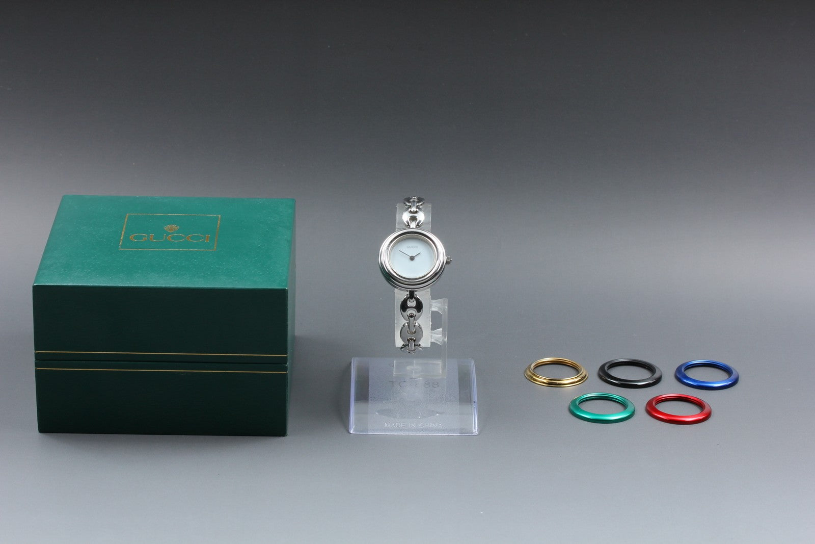 Vintage Gucci Change Bezel 11/12.2L 6 Colors Silver Women's Quartz Watch [w/Box]