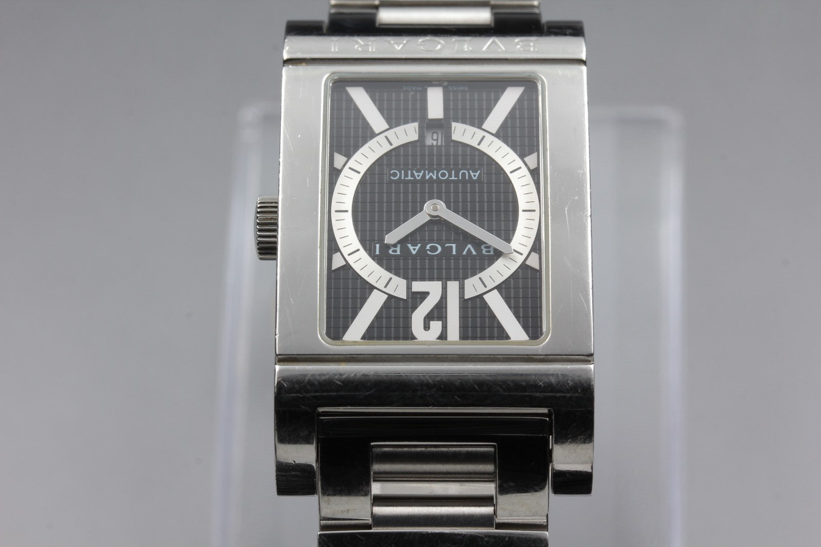 [Exc+5] BVLGARI Rettangolo RT45S Automatic Black Dial Men's Watch From JAPAN Box