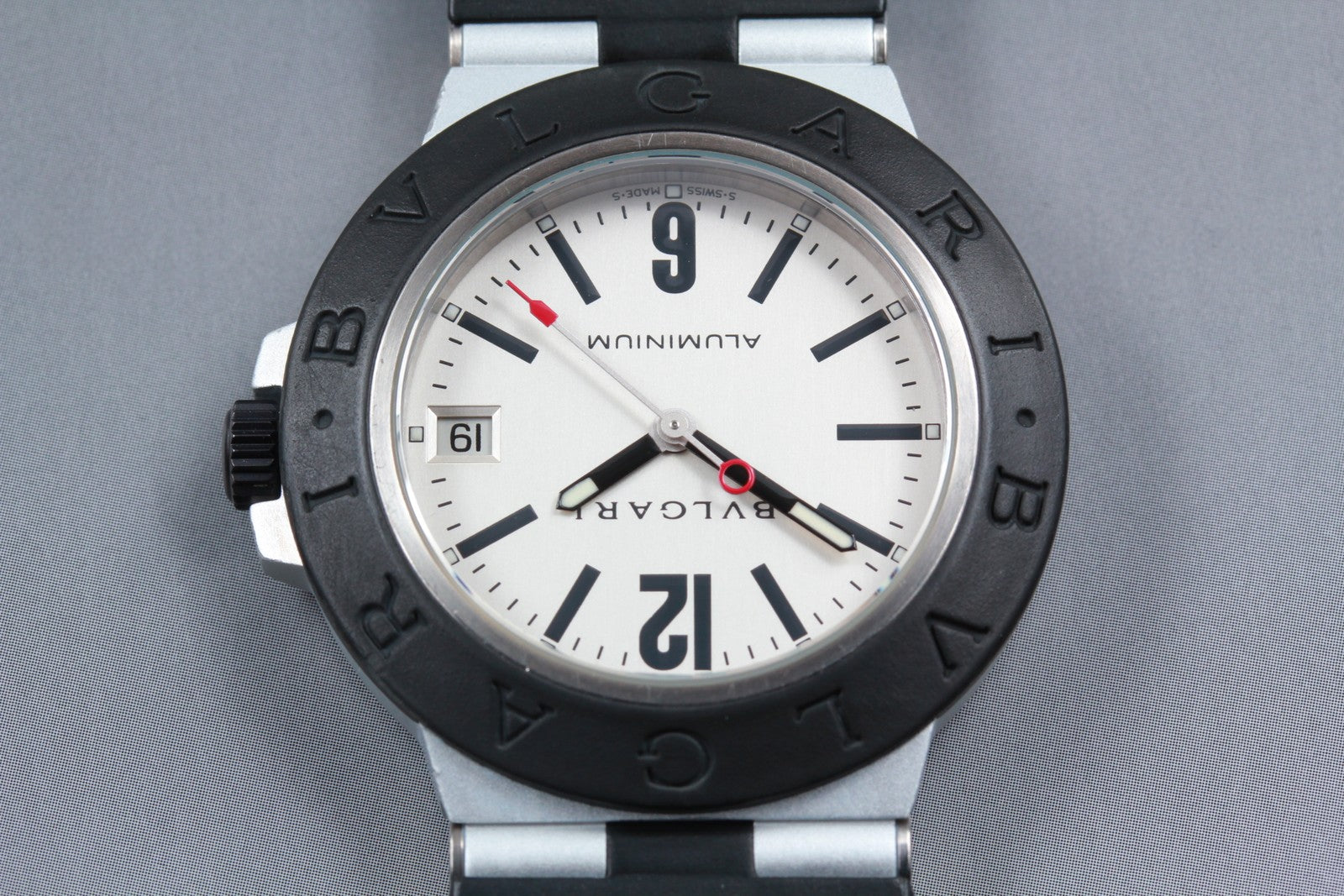 OH[Exc+5]Box BVLGARI Aluminum AL38TA Silver Men's Automatic Watch 38mm JAPAN