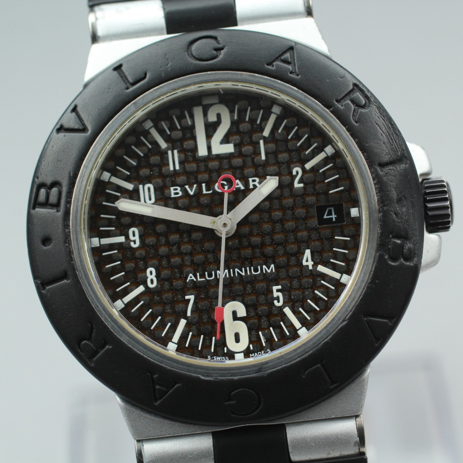 overhauled BVLGARI Aluminum AL38TA Black Men's Automatic Watch 38mm JAPAN Box