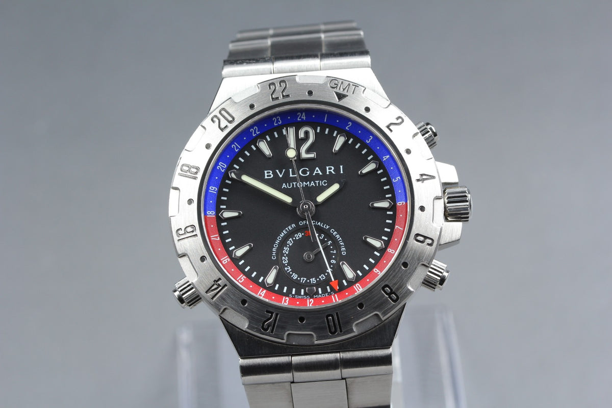 BVLGARI Diagono Professional GMT40S Automatic Black Men's Watch 40mm JAPAN Box