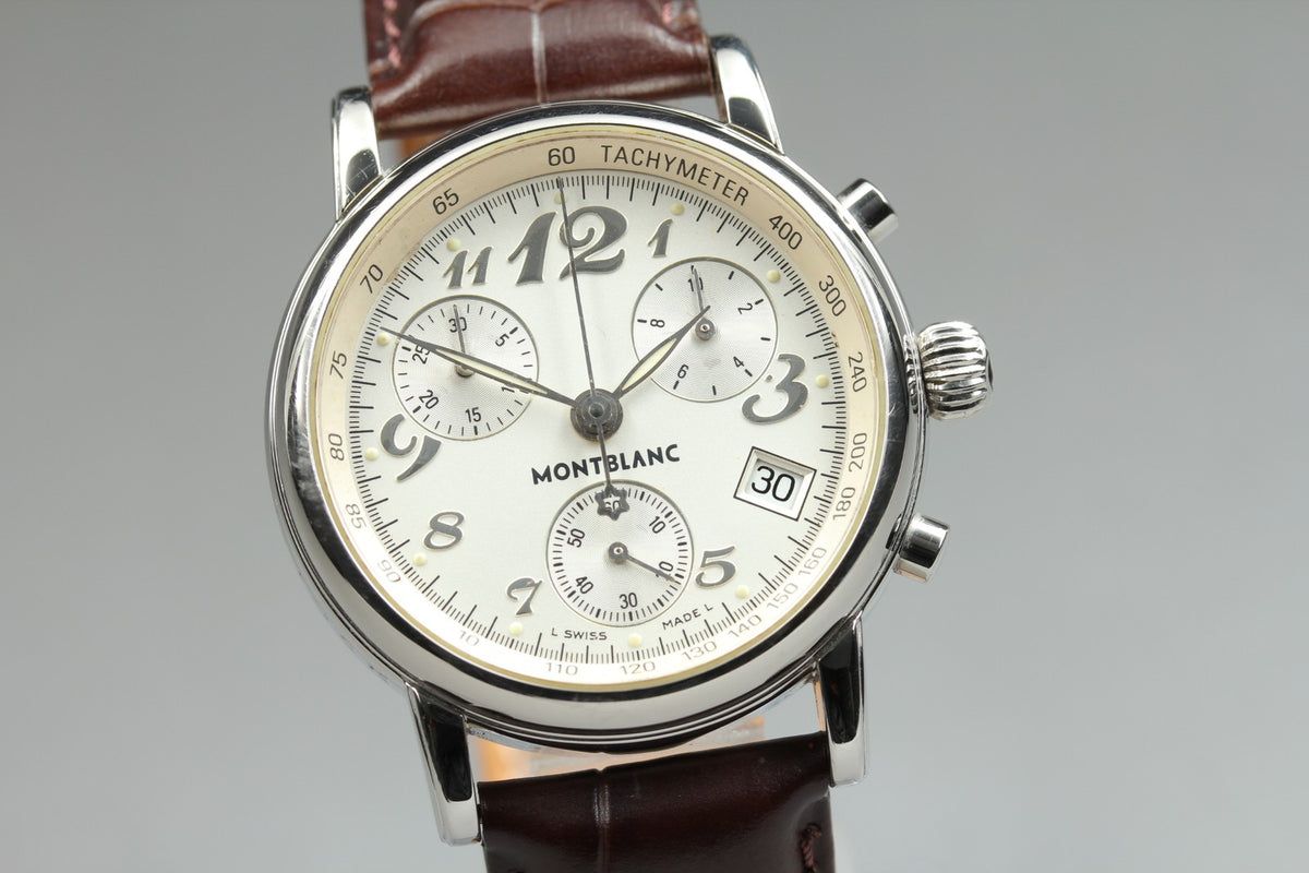 MONTBLANC Meisterstuck 7038 Chronograph Quartz Silver Men's Watch 35mm JAPAN