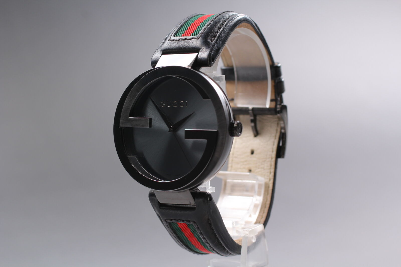 [ N MINT- ] GUCCI Interlocking 133.2 Black Dial Sherry Line Men's Qz Watch JAPAN