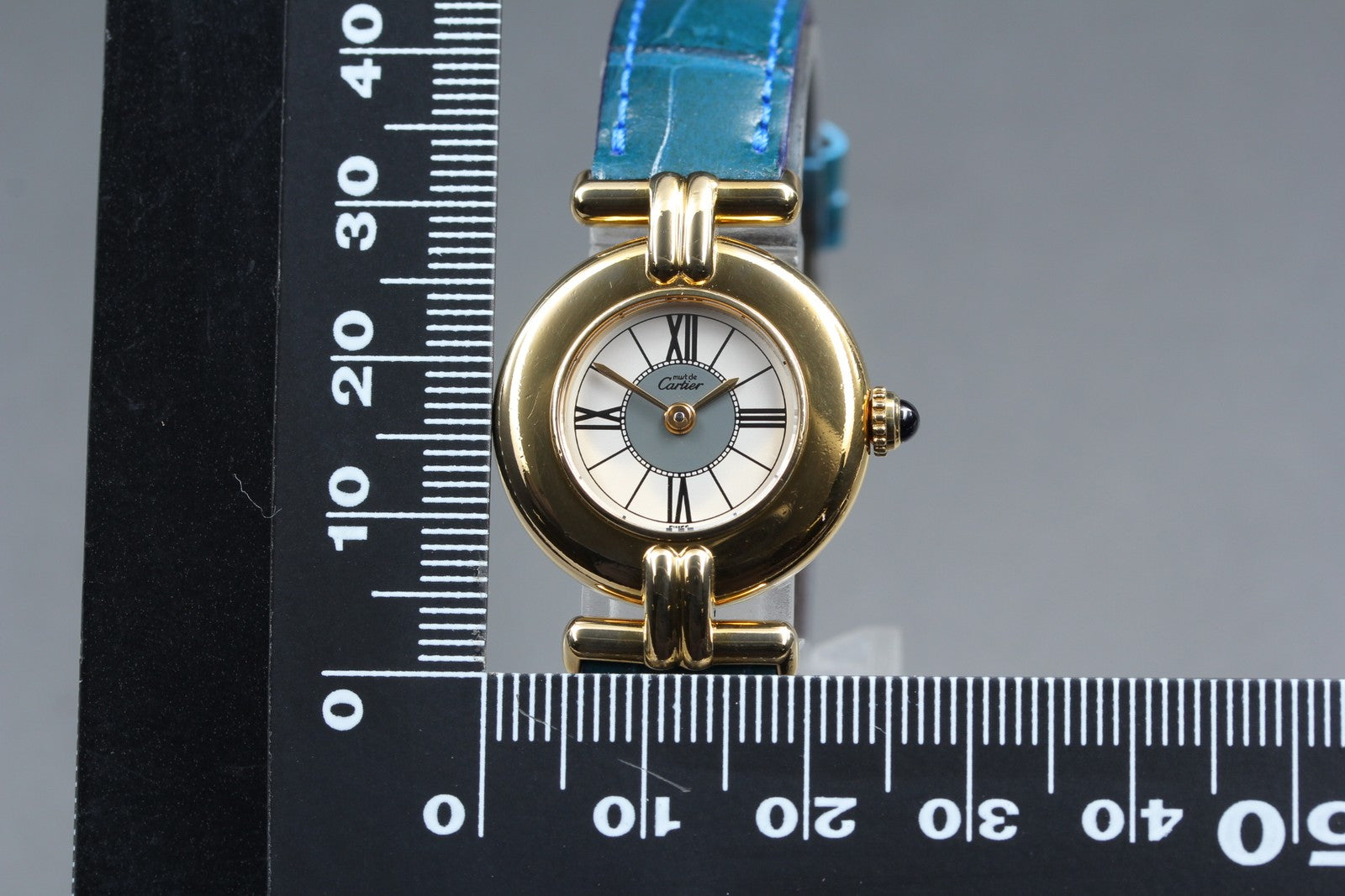 Vintage Cartier Must Colisee Vermeil 590002 Blue White Dial Women's Qz Watch