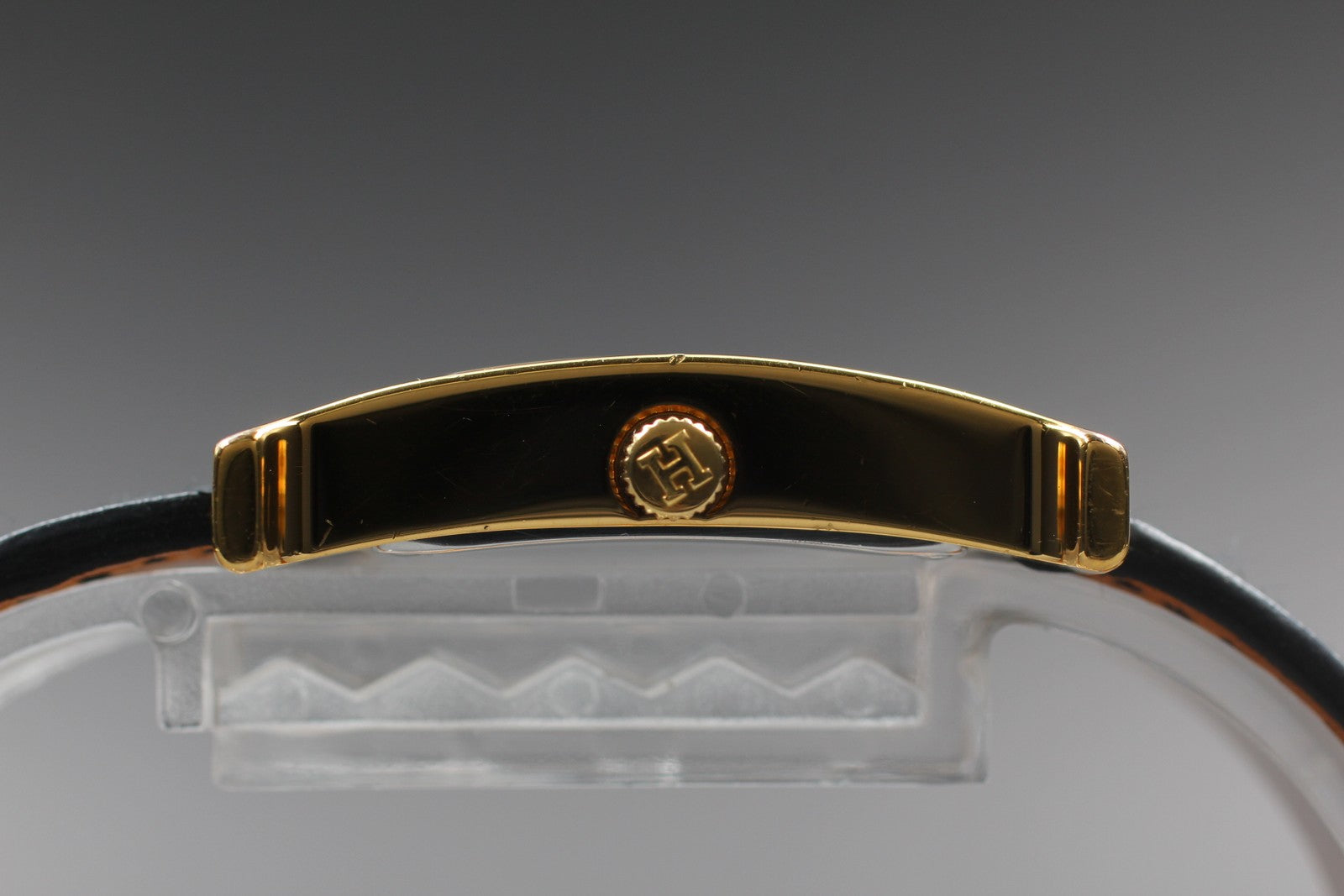 [Exc+5] HERMES H Watch HH1.201 Gold Black "N" 21mm Woman's Watch Quartz JAPAN