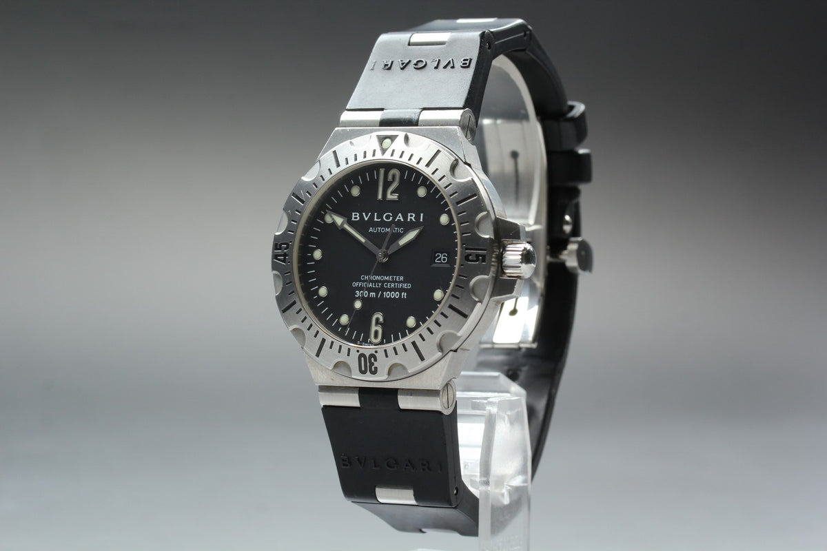 BVLGARI Diagono Scuba SD40S Date black Dial Automatic Men's Watch JAPAN Box