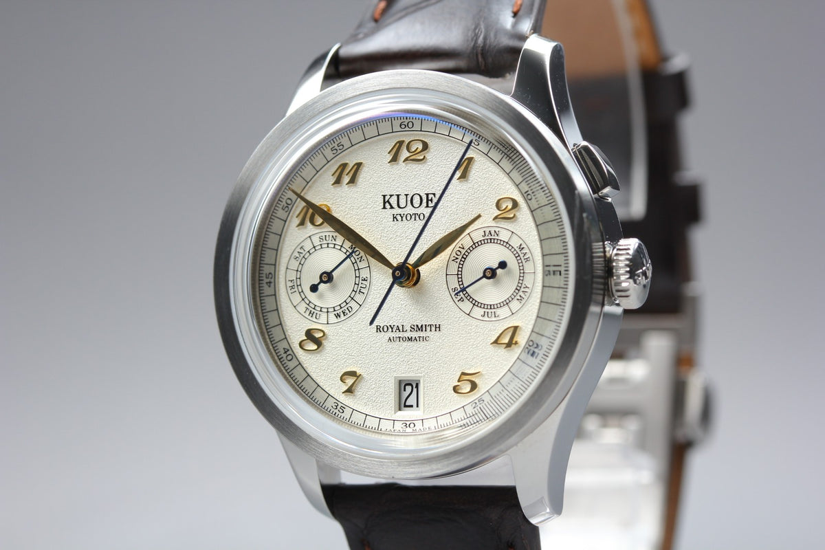 KUOE KYOTO ROYAL SMITH 90-010 Ivory Brown 35mm Automatic Men's Watch JAPAN Box