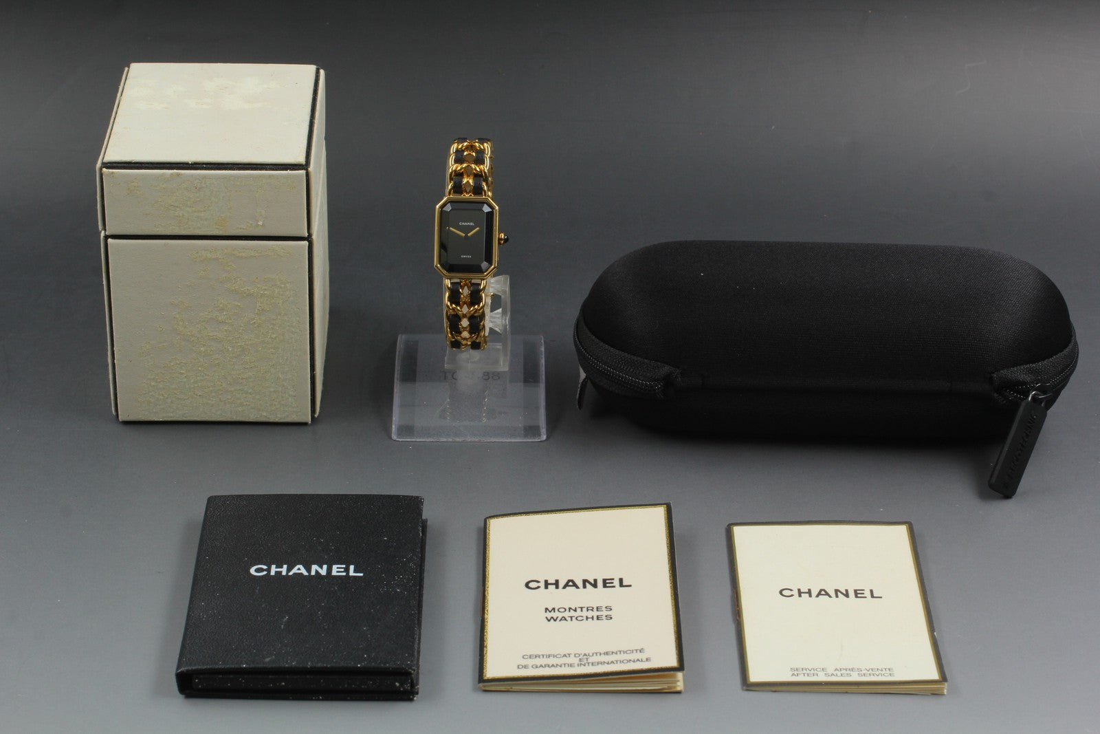 [Exc+5 Box] CHANEL Premiere L Size Black Dial 20mm Gold Quartz Women’s Watch