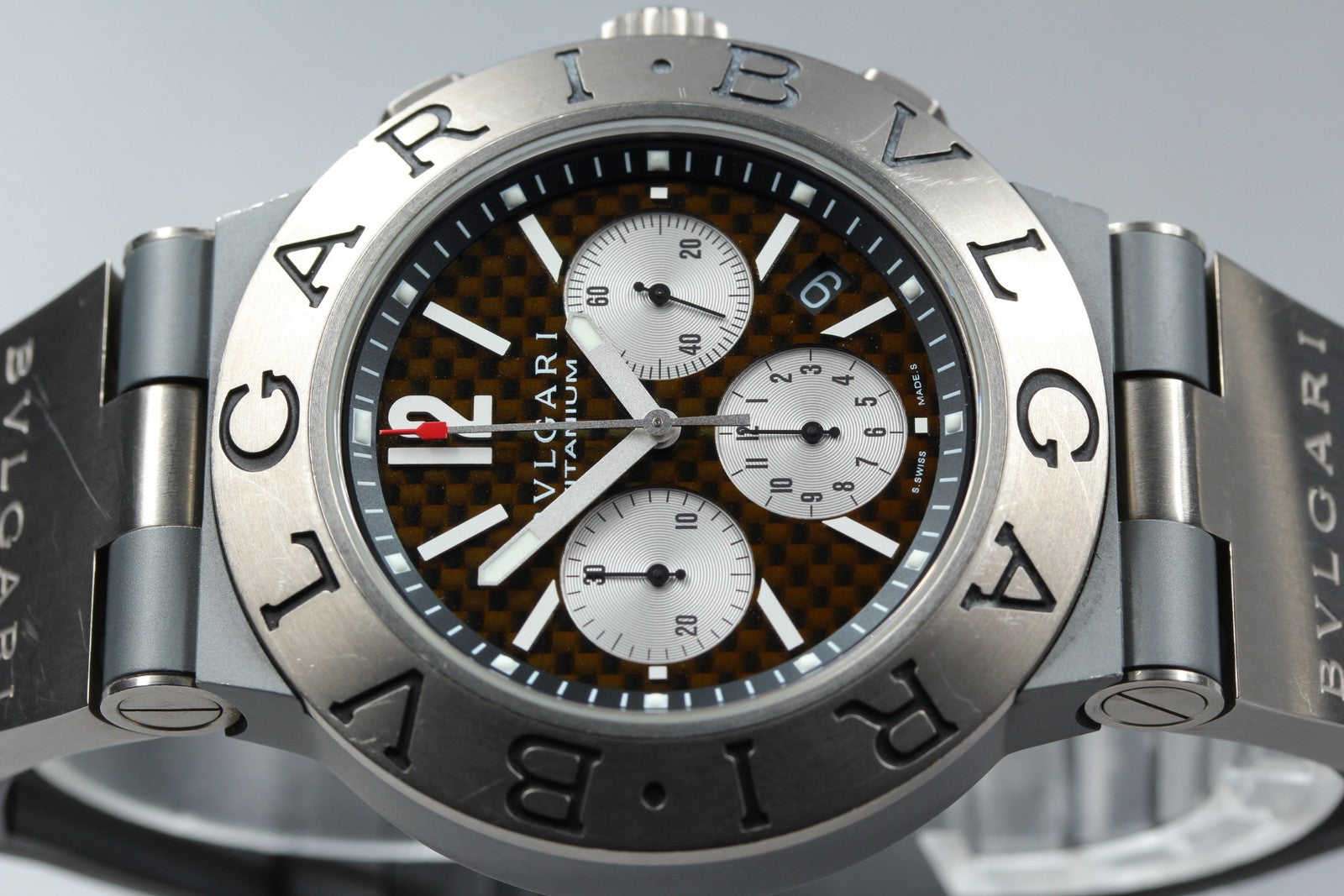 BVLGARI Diagono TI44TACH Automatic Chronograph Carbon Men's Watch 44mm JAPAN