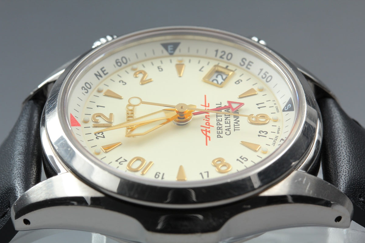[Serviced] SEIKO Alpinist 8F56-00D0 SBCJ031 Ivory Titanium Men's Watch JAPAN
