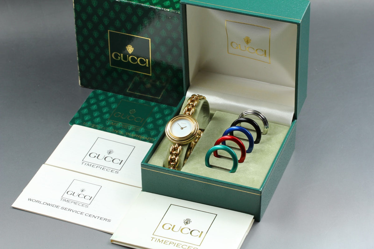 Gucci Change Bezel 11/12.2 6 Colors Gold Women's Quartz Watch Vintage [Box]